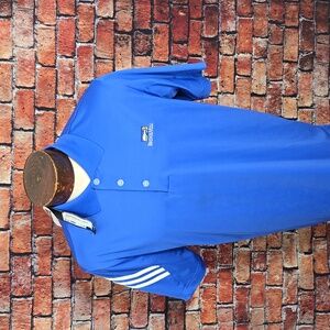 Adidas Mens Medium Blue White Short Sleeve Golf Polo Shirt New